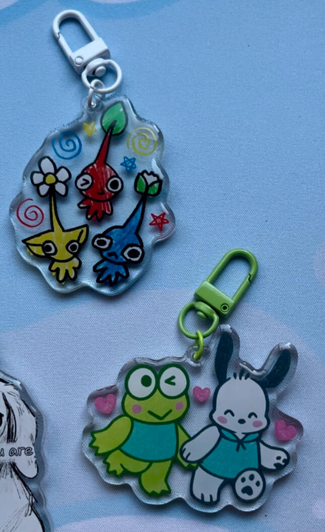 pikmen trio & sanrio bffs (fanart acrylic keychains)